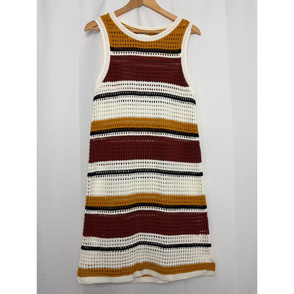 Nine West Women Striped Crochet Resort Shift Dress‎ Medium Beach Vacation
Travel